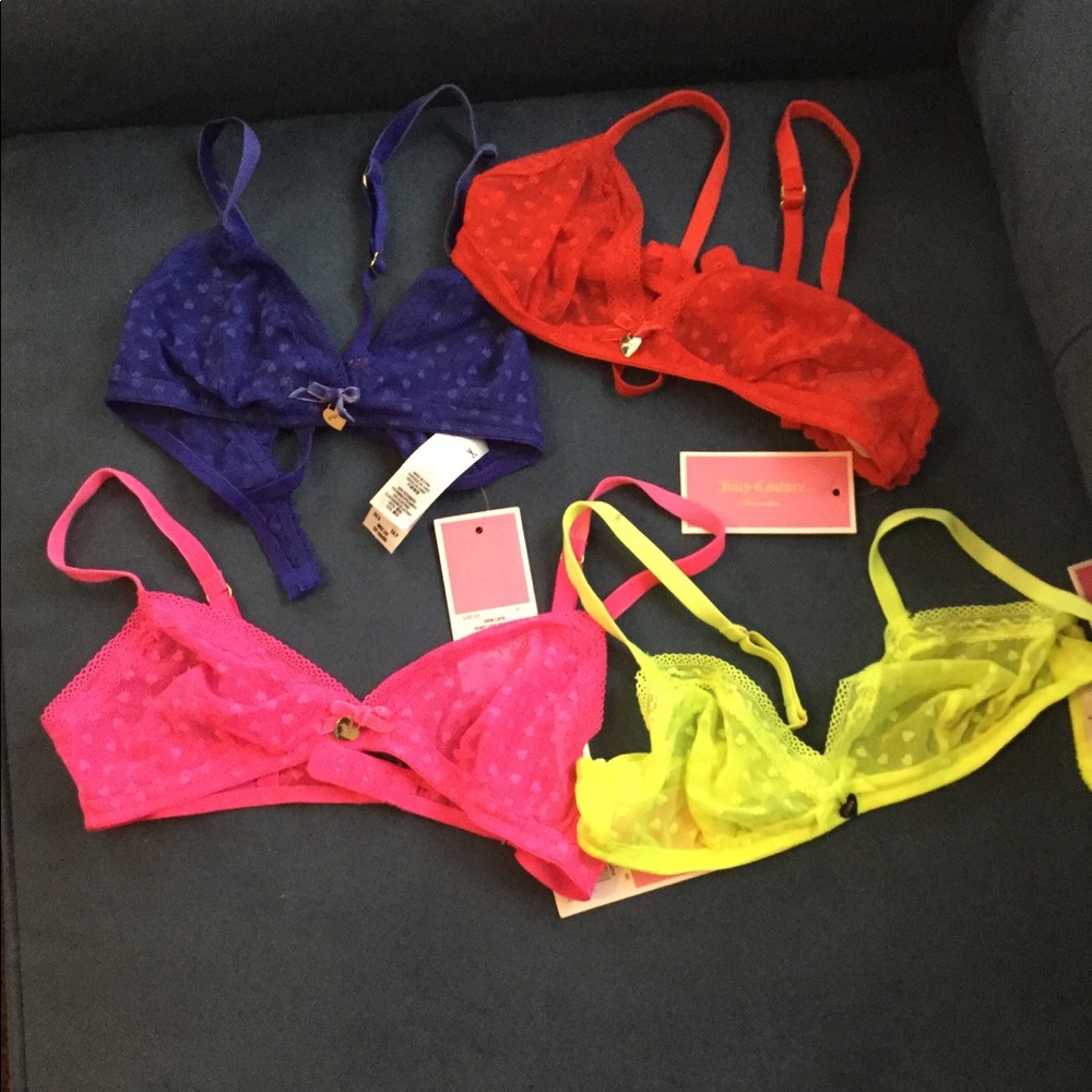 NWT Juicy Couture Heart Lace Bralettes ❤️💖💙💛